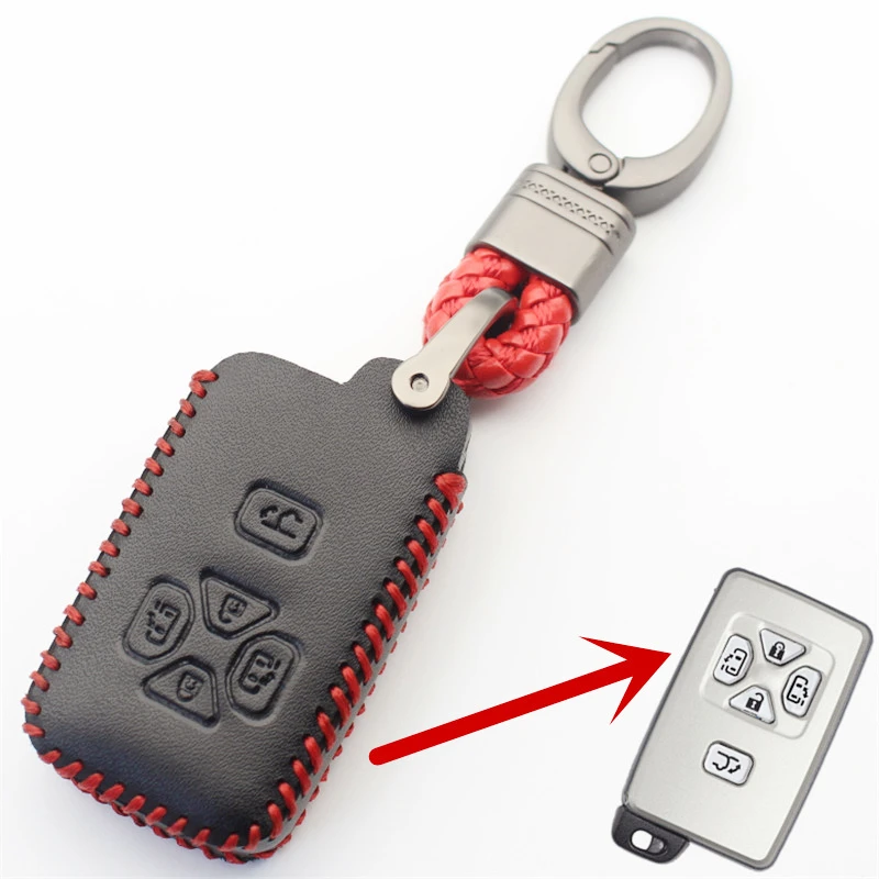 Genuine Leather Keyless Entry Smart Key Case Cover For Toyota Alphard Estima Vellfire Previa Corolla