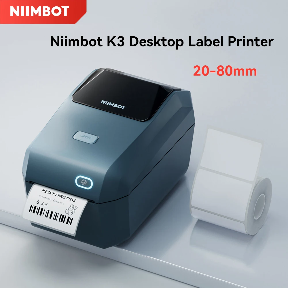 Niimbot K3 طابعة حرارية للملصقات 3 بوصة سطح المكتب طابعة لاسلكية 20-80 مللي متر عرض الطباعة لمكتب شحن الأعمال