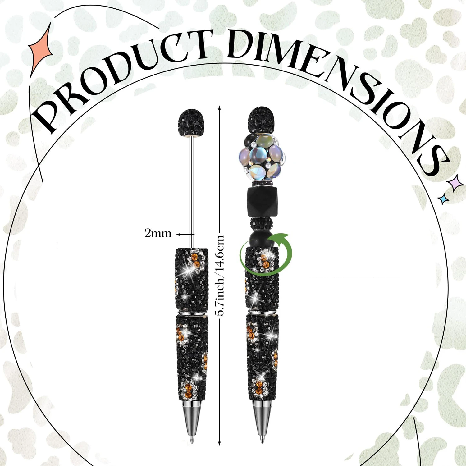 10-50Pcs Leopard Print DIY Beaded Ballpoint PenHandmade Full Rhinestone Inlaid BeadPen Creative Stationery Gift for Daily Office