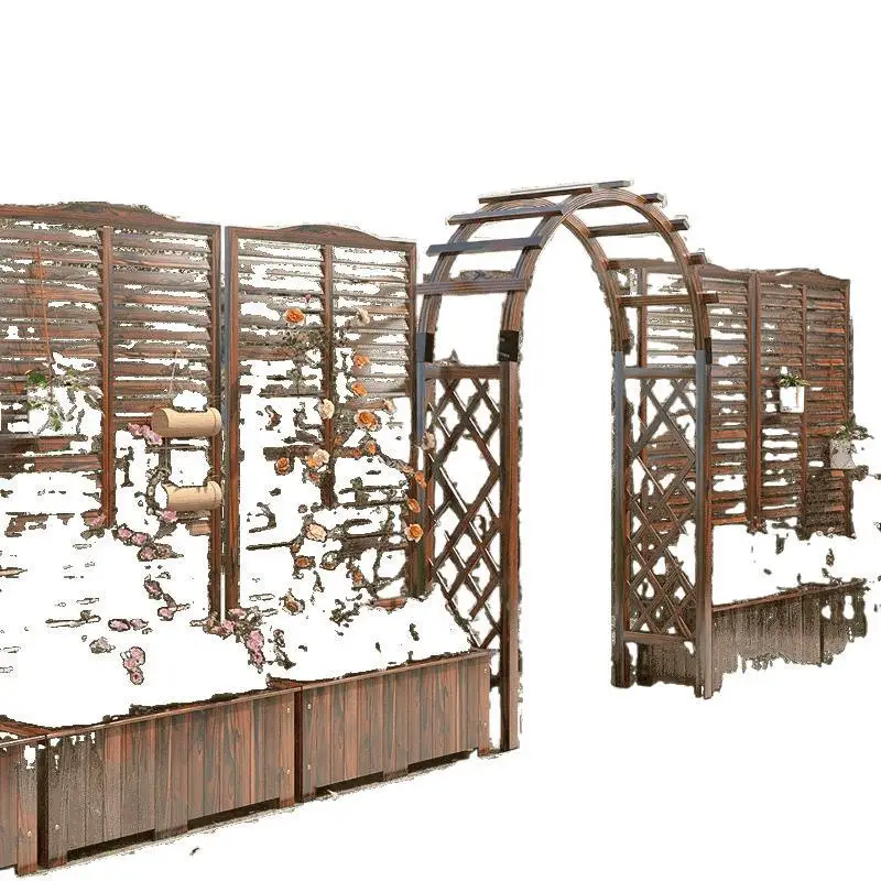 LYY Custom Balcony Blocking Flower Box Partition Screen Anti-Corrosion Wood Flower Outdoor Climbing Frame Courtyard Decoration