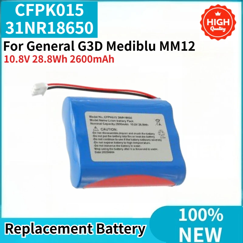 

CFPK015 31NR18650 High Quality Battery 10.8V 28.8Wh 2600mAh for General G3D Mediblu MM12 Brand New Replacement Battery