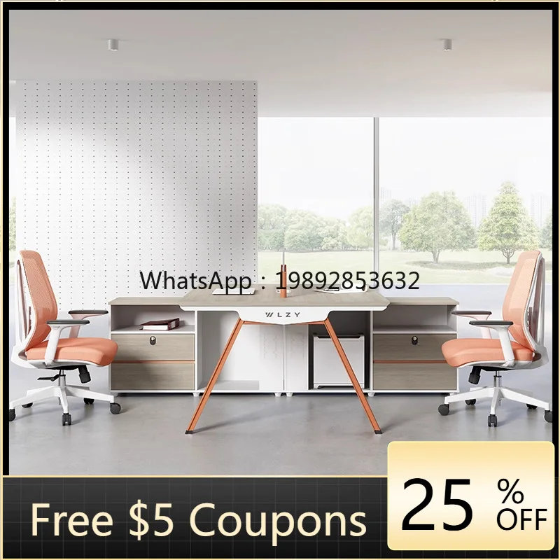 YFY Staff Desk Card Holder Office Desk and Chair Set for Four Employees with Workstation Partition