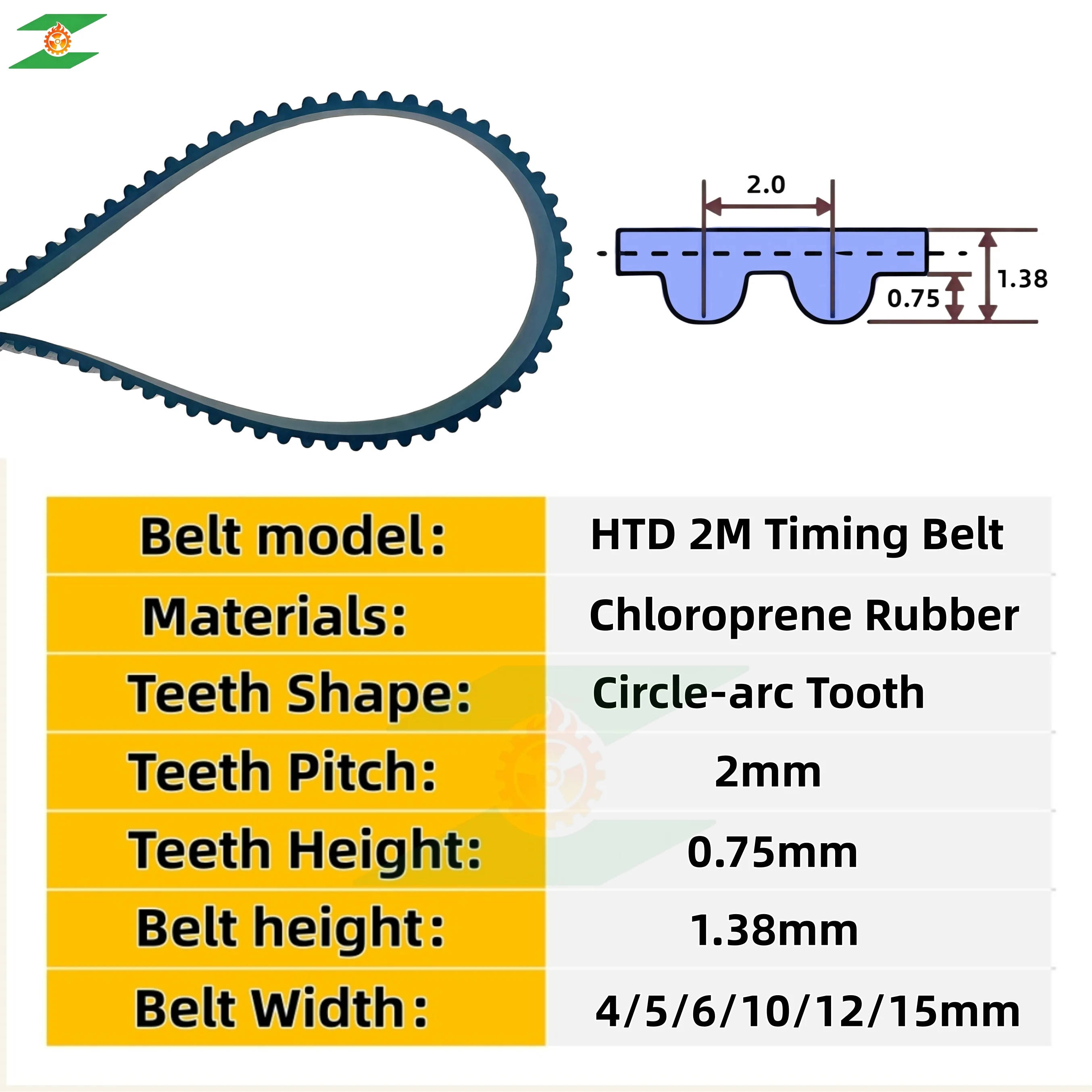 HTD 2M Rubber Timing Belt Length 110 102 104 106 108 110 112 114 116 130 140mm Vacuum cleaner Drive Belt Width 4/5/6mm 2M-142