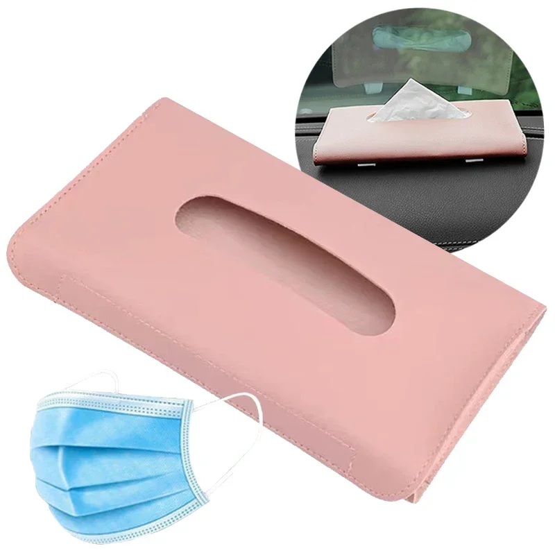 3 Colors Car Tissue Box PU Leather Popular Waterproof Cars Interior Storage Boxes Auto Storages Decoration Accessories