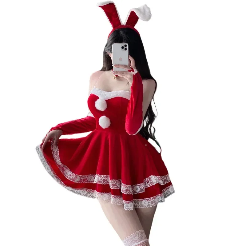 Christmas Sexy Lingerie Dress Sweet Bunny Girl Costume Rabbit Woman Set Cosplay Costume Role Play Uniform Stage Performance Set