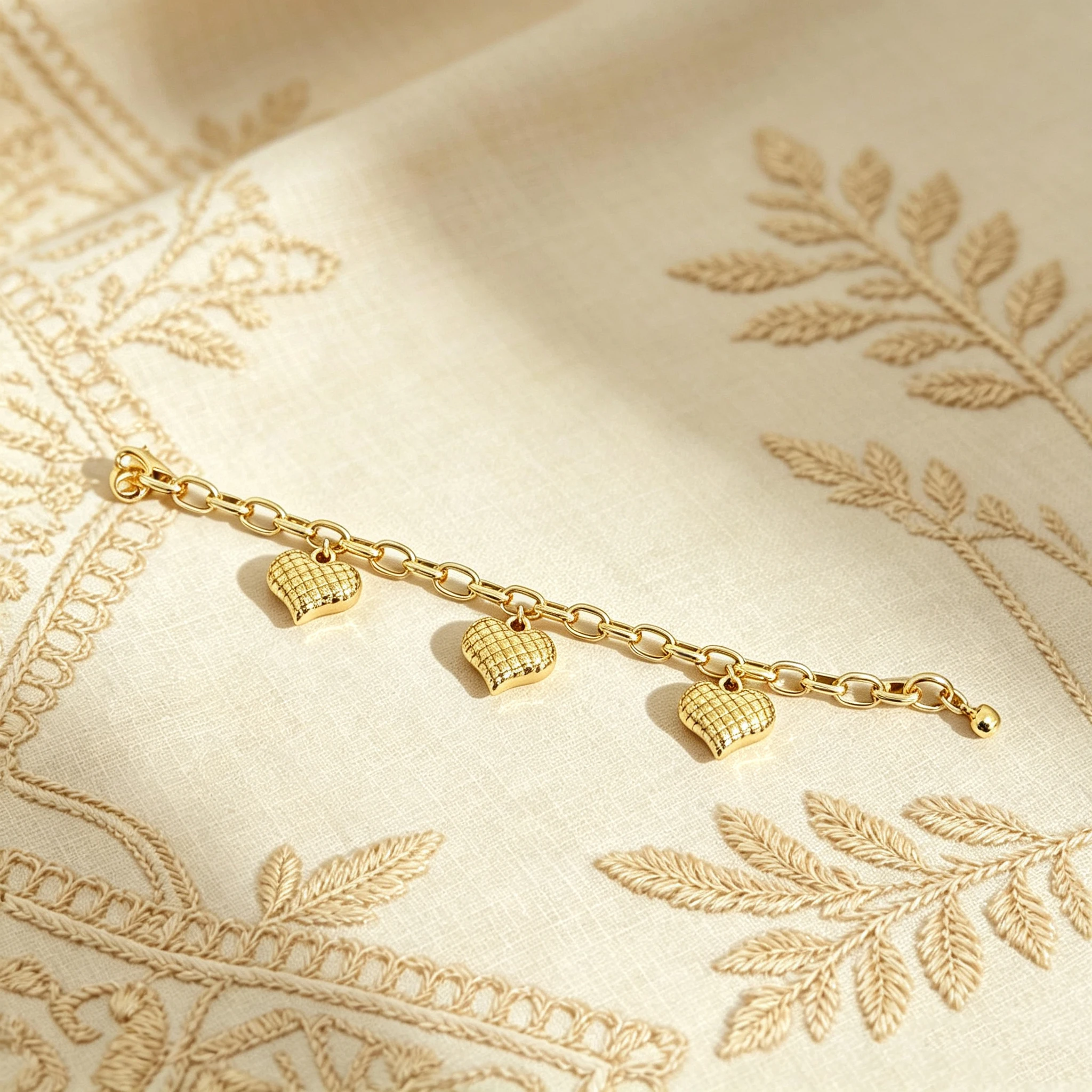 Luxury Puffy Heart Charm Bracelet Grid Pattern Paperclip Chain Lobster Clasp Stackable Fashion Female Jewelry Accessory