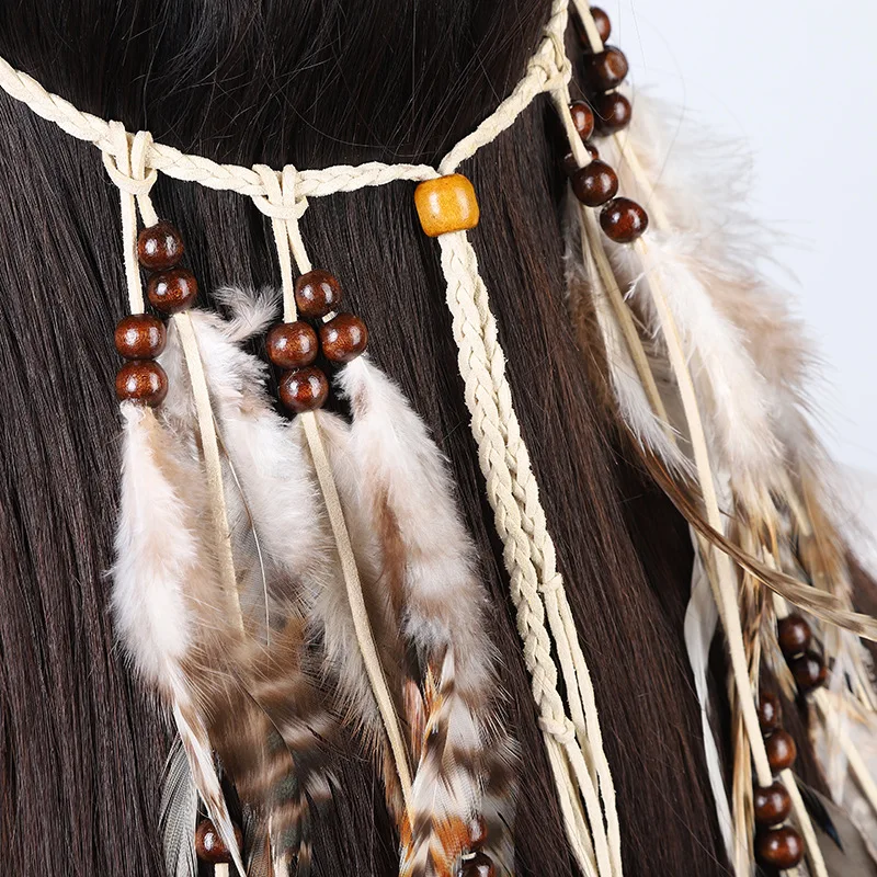 Boho Style Faux Feather Headband Hippies Style Head Piece Indian Hair Accessories For Women