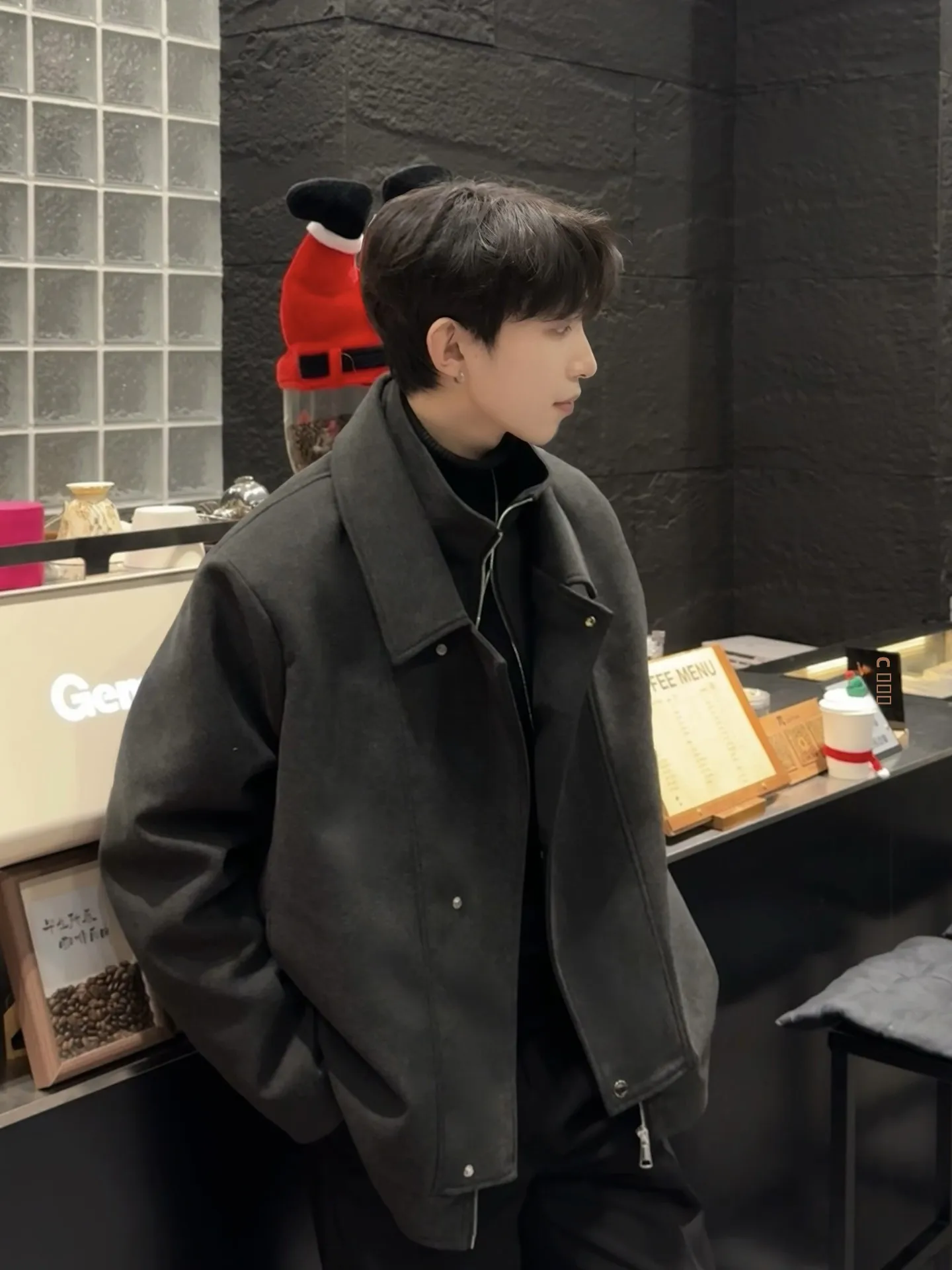 

Briti Sle ort Thiened Cotton Jaet Men's Autumn Winter Warm Flannel Coat Korean Sle Jaet Cotton Outerwear