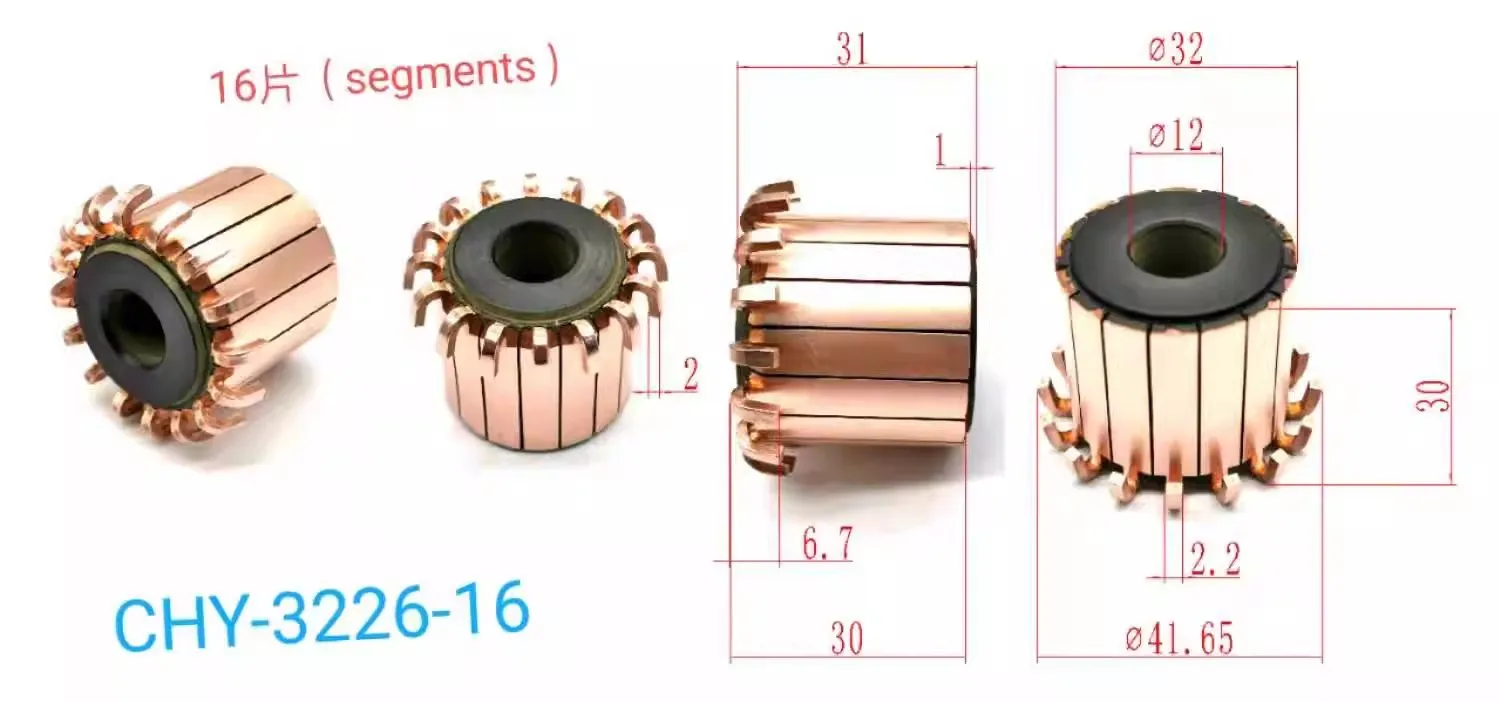 

1Pc 32*12*30(31)*16P Hook Type Treadmill Motor Commutator CHY-3226-16