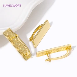 Trendy Rectangle Earring Clasp Hooks 18k Gold Plated Metal Leverback Earring Clasps Fasteners DIY Earring Making Accessories