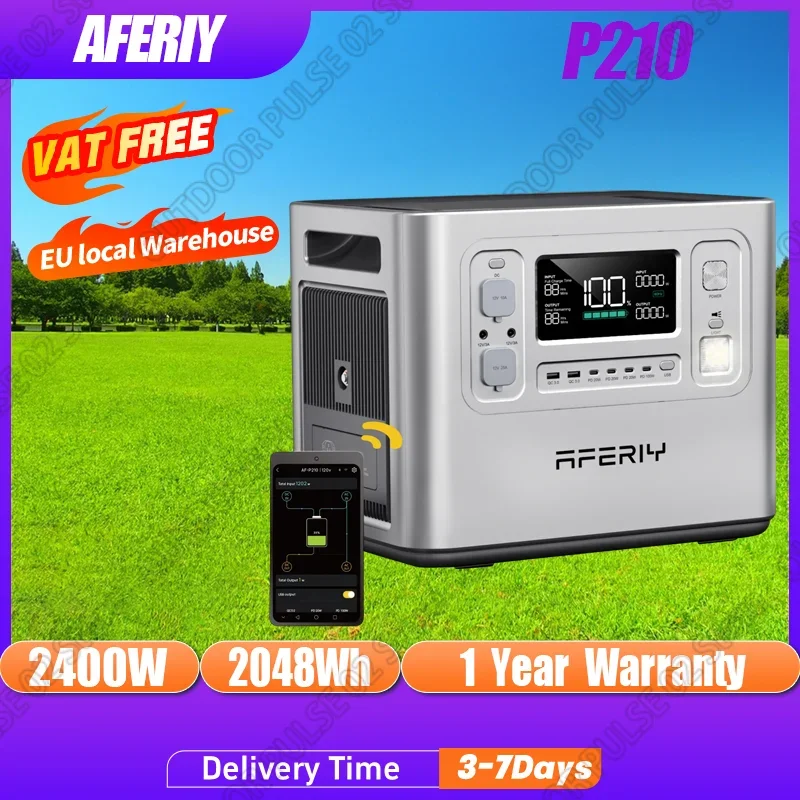 Centrale électrique Portable P210, 2400W, générateur solaire, batterie LiFePO4 2048wh, sauvegarde domestique, Camping en plein air, alimentation Mobile