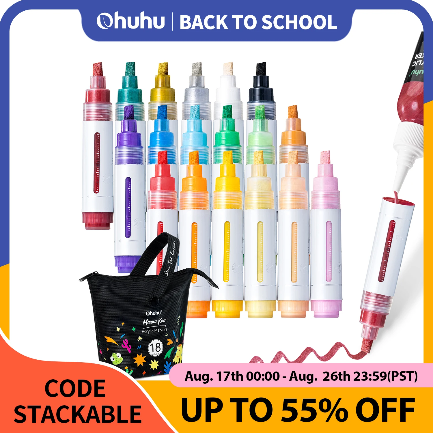 pennarelli-acrilici-ohuhu-18-colori-punta-reversibile-pennarelli-acrilici-jumbo-a-scalpello-e-a-punta-tonda-penne-per-pittura-con-eccellente-copertura-mauna-ke