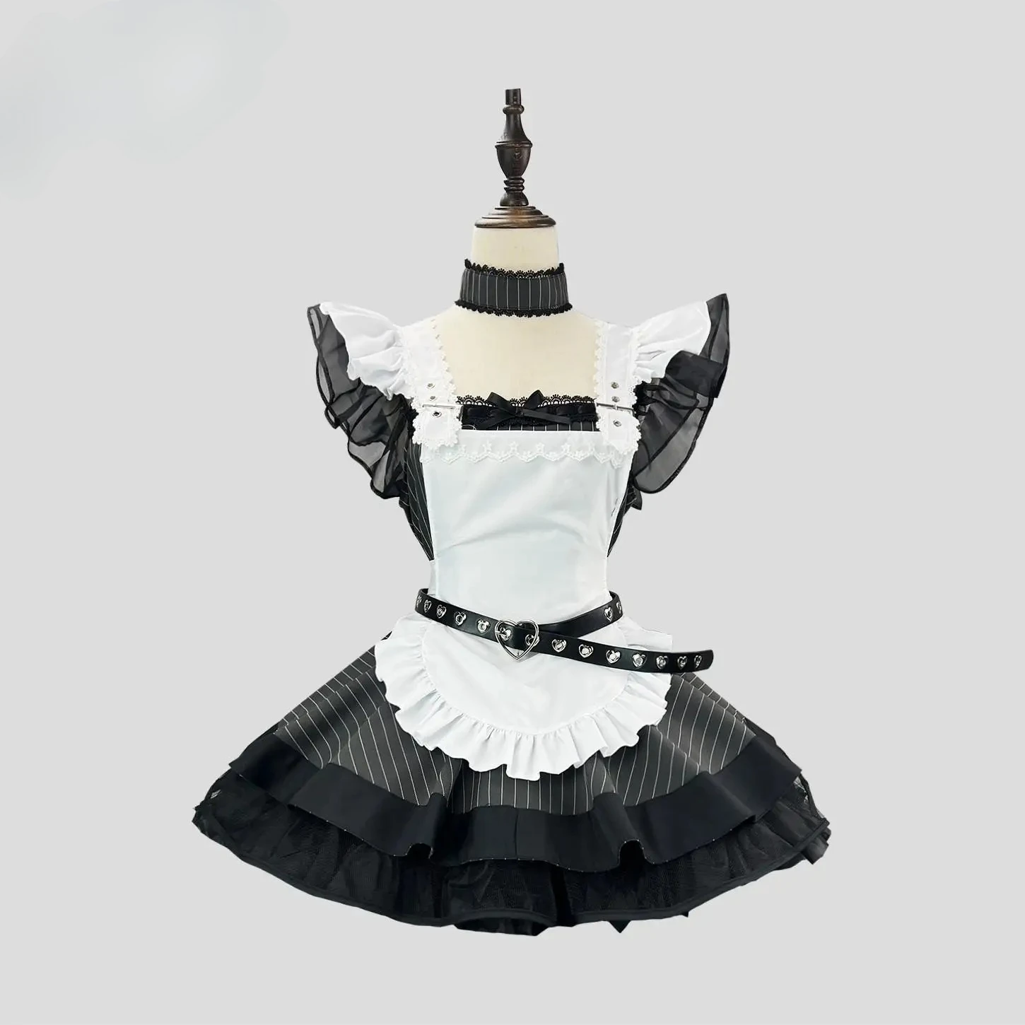 

Color Cosplayer Punk Dress Vintage Gothic Cosplay Costume Halloween Lolita Flying Sleeves Dress with Apron Cool Servant Uniform