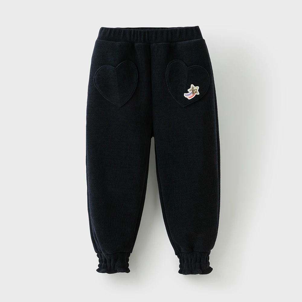 Dave Bella Children Autumn Winter Velvet Thicken Cargo Pants Girl Elastic Waist Casual Sports Jogger Warn Trousers DK4253848
