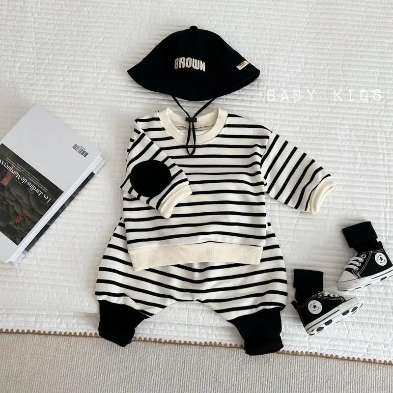 

2025 Spring Autumn Children's Sets Fashion Striped Long Sleeved Sweatshirt Pants Two-piece Set Children's Clothing Suit