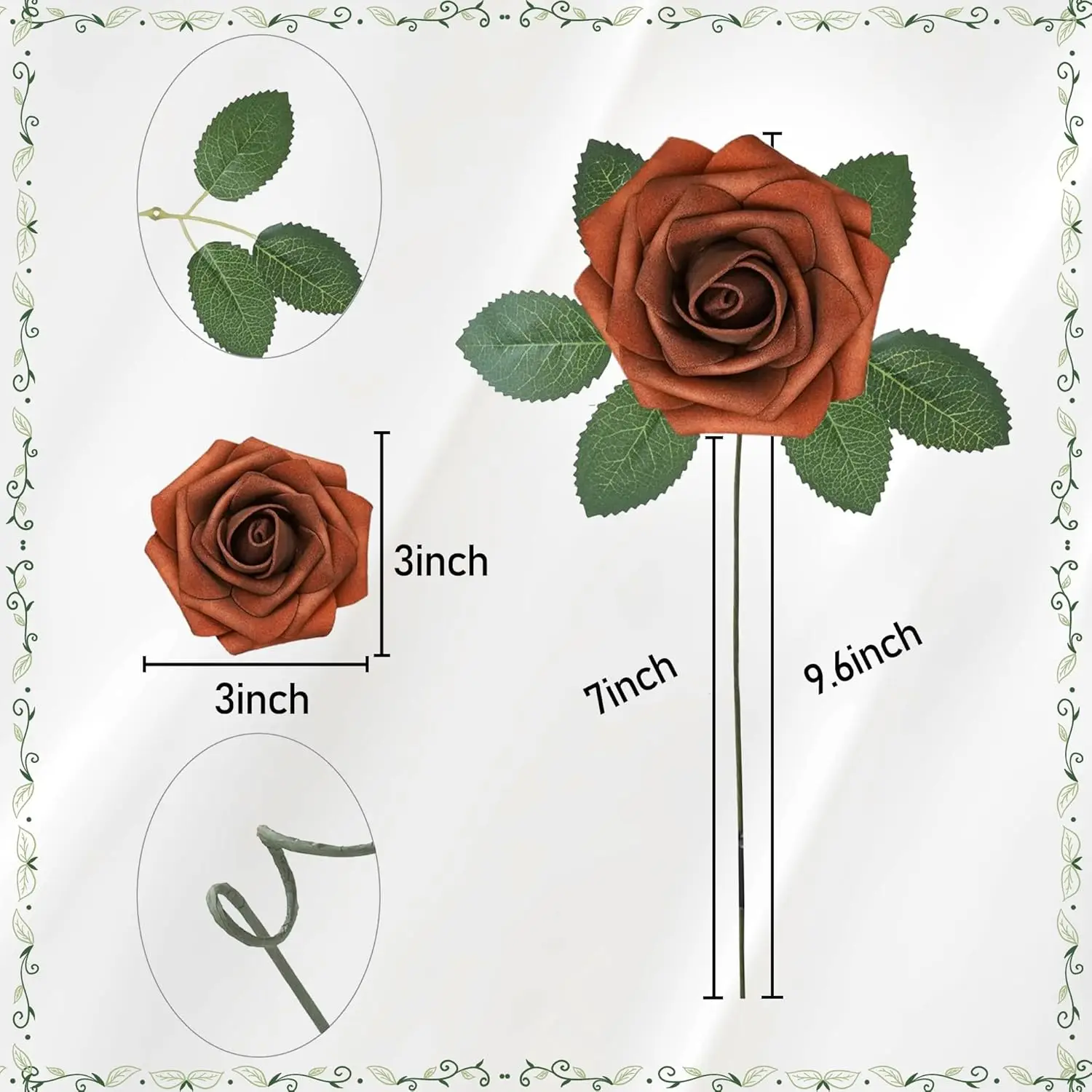 25pcs Artificial Rose for DIY Wedding Arrangements,Shades of Terracotta Foam Roses with Stem for Bridal Shower Party Home Decor - view 4