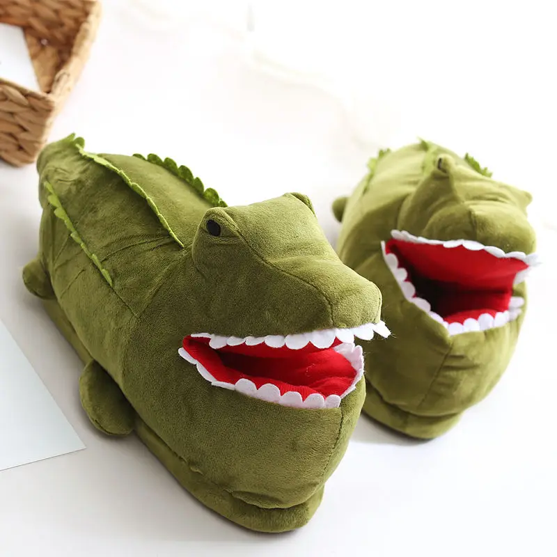 Crocodile Slippers Men Bedroom House Women Poop Shoes Soft Warm Plush Indoor Home Shoes Fashion Funny Winter Boy Slippers