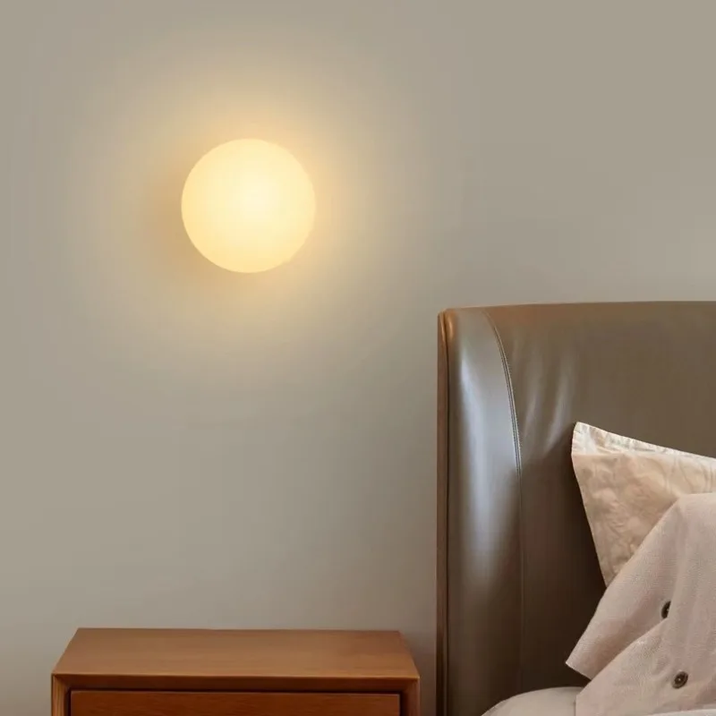 Glass Ball Wall Lamp LED Lights Modern Bedroom Bedside Round Glass Light for Living Room Decor Aisle Bathroom Minimalist Sconce