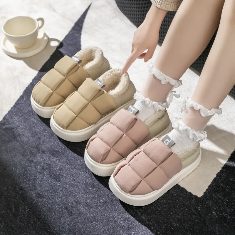 

Winter Women Slippers Thick Sole Plush Home Couples Slipper Warm Soft Waterproof Indoor Platform Outdoor Shoes Cozy Home Boots