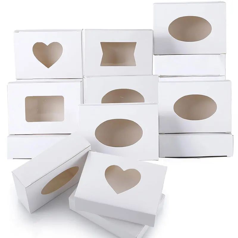 10/20/30/50Pcs Small Gift Boxes,High-Quality Kraft Paper, Clear PVC Window,Versatile for Crafts, Weddings, And Retail