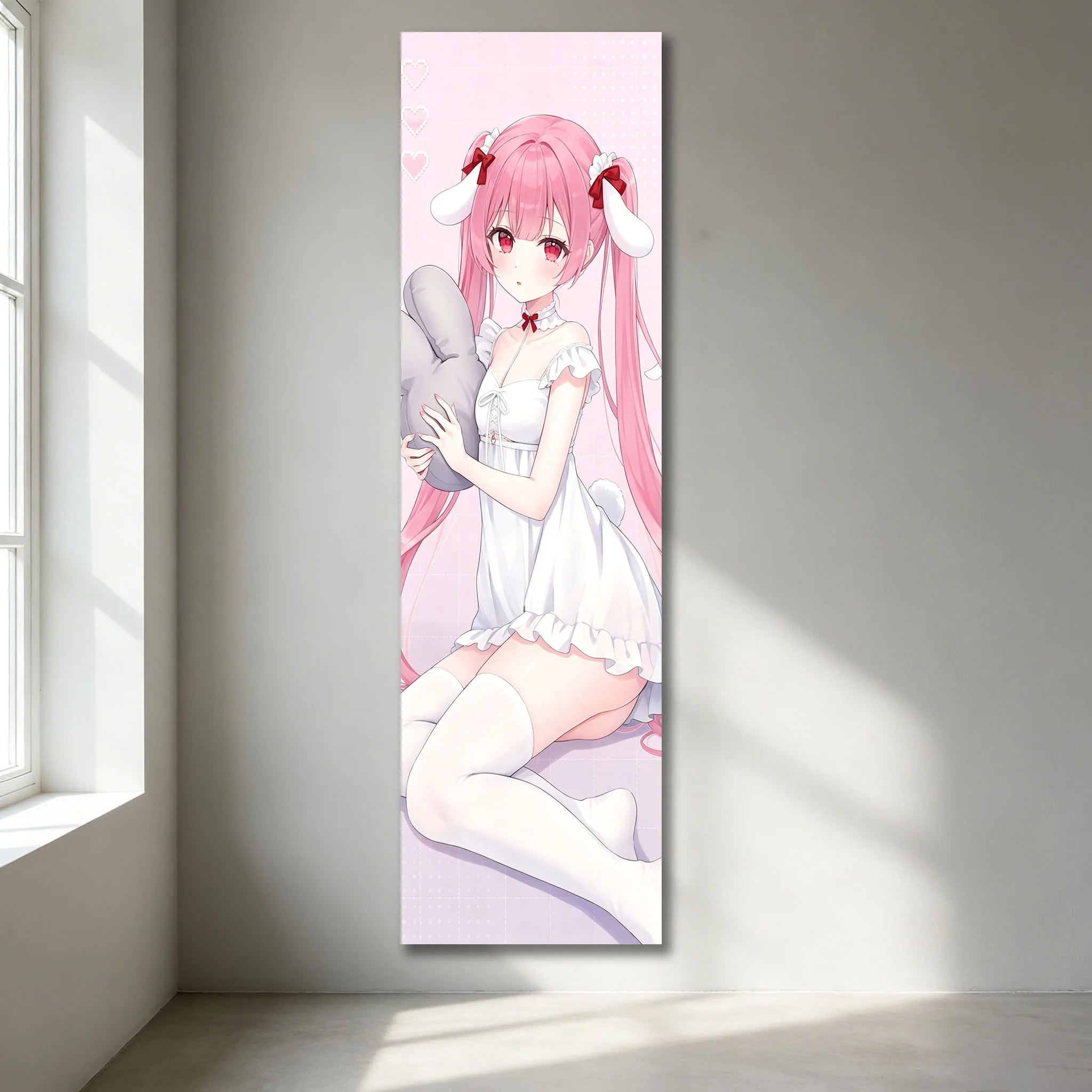 Vtuber Angel エル Pink Hair Wall Tapestry Large Long Tapestry Bedroom Elegant Home Background Cloth Room Stuff Anime Aesthetic Art