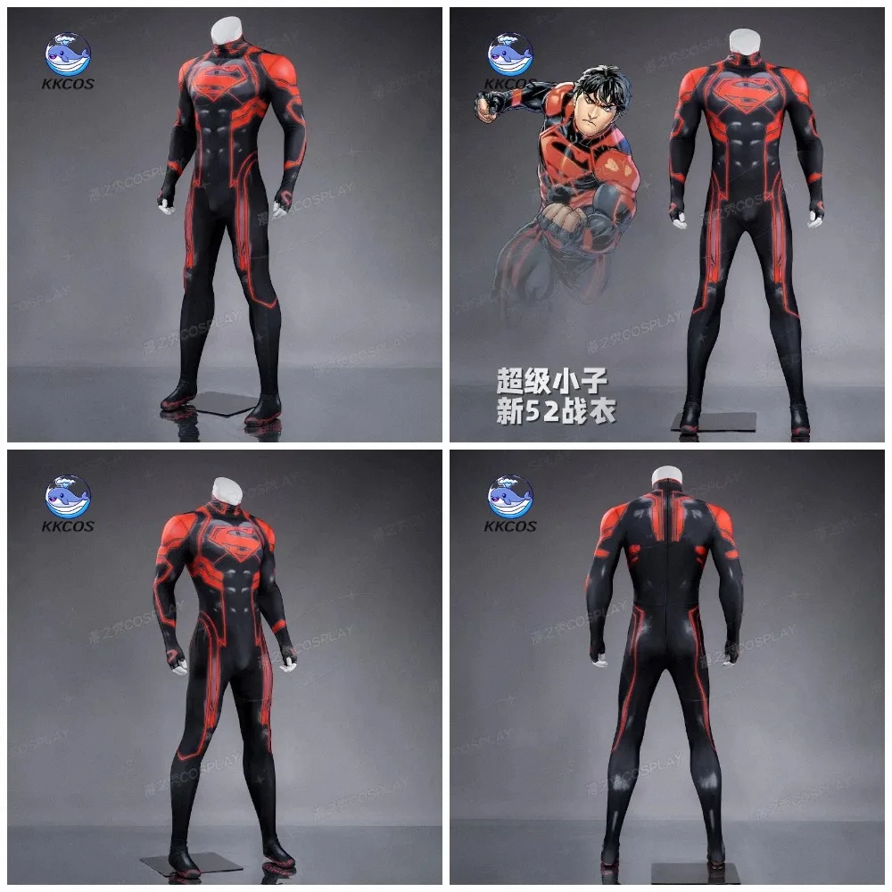 KKCos New 52 Superboy ‌Kon-El‌ Conner Kent Cosplay Costume Male Superhero Outfit Jumpsuit Halloween Role Play Clothes
