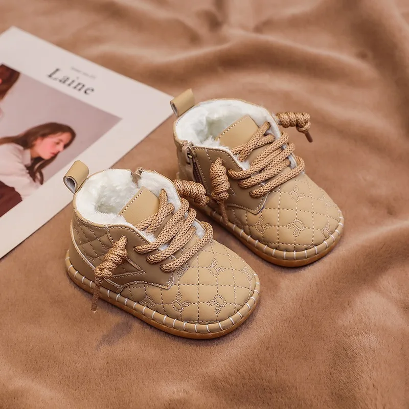 

Winter Children Snow Boots for Baby Girls Boys Outdoor Shoes Warm Plush Kids Anti Slip Infant Toddler Shoes Size 14-21