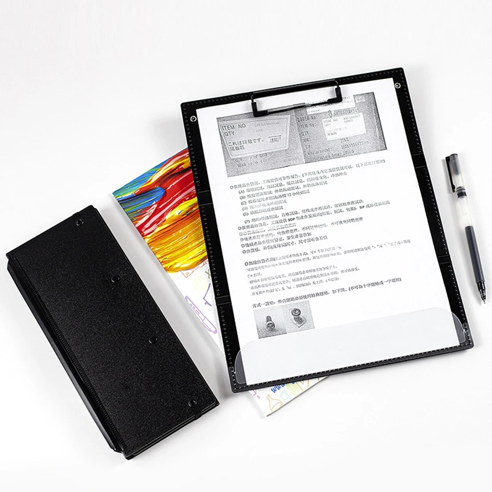 Nursing Clipboard Foldable Handheld Folders Portable Writing Board 3 Layers Secure Paper Grip for Students Office Supplies