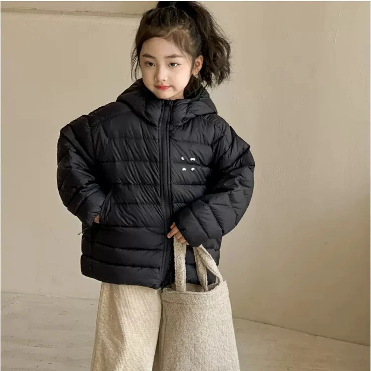 

Girls' Cotton Jackets New Autumn Winter Warm Jacket Hooded Windproof Children's Clothing Casual Solid Color Kids Coat RM203