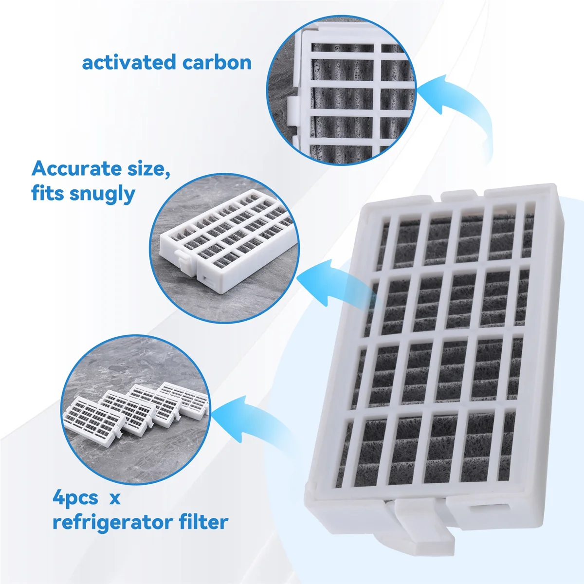 A74X 4pcs Air Filters Refrigerator Fresh Flow Replacement Part Accessories for W10311524 Whirlpool AIR1