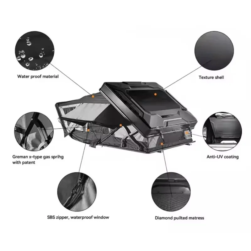 Custom Easy Setup Pop-up SUV Vehicle ABS Hard Shell Waterproof Family Glamping Car Roof Rooftop Camping Outdoor Roof Top Tents