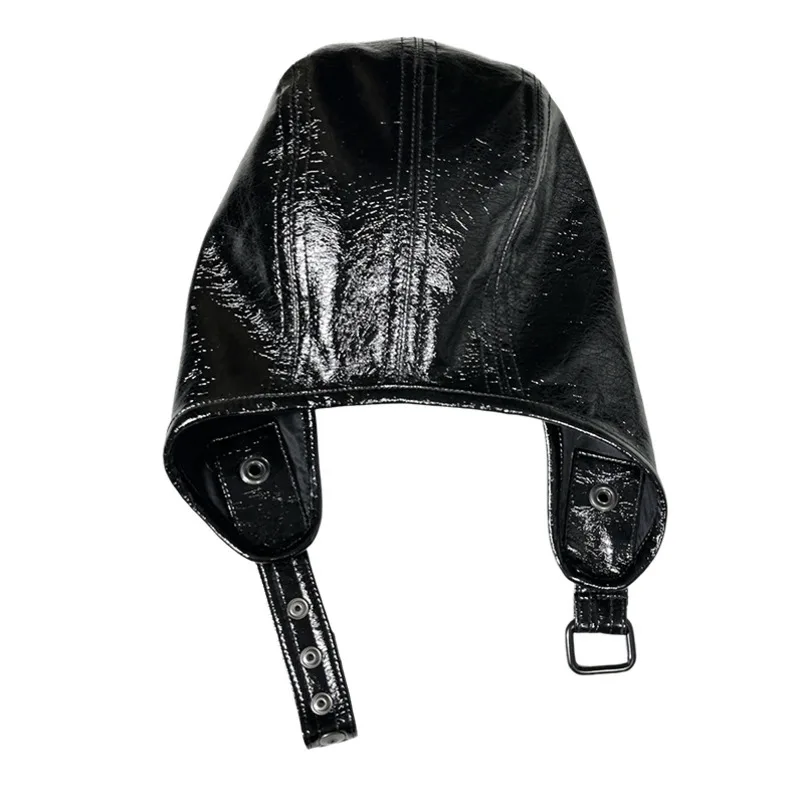 HKSH Autumn Winter New Men Tide Dark Punk Techwear Waste Land Crack Versatile Leather Tank Hat Unisex Trendy Avant-Garde HK17277