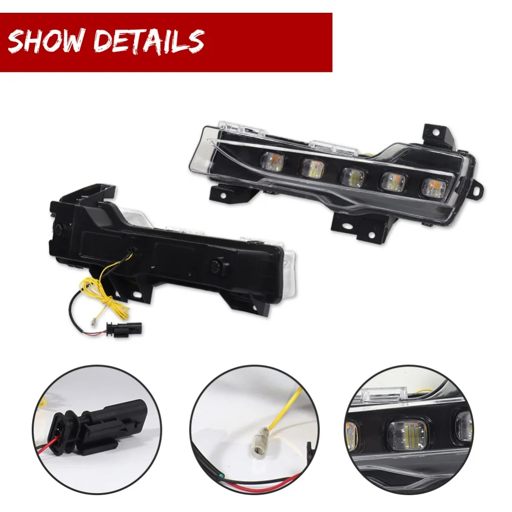 For Tesla Model 3 2017-2023 & Model Y 2020-up Switchback LED White Running/Fog Lights DRL w/ Sequential Blink Turn Signal Lights