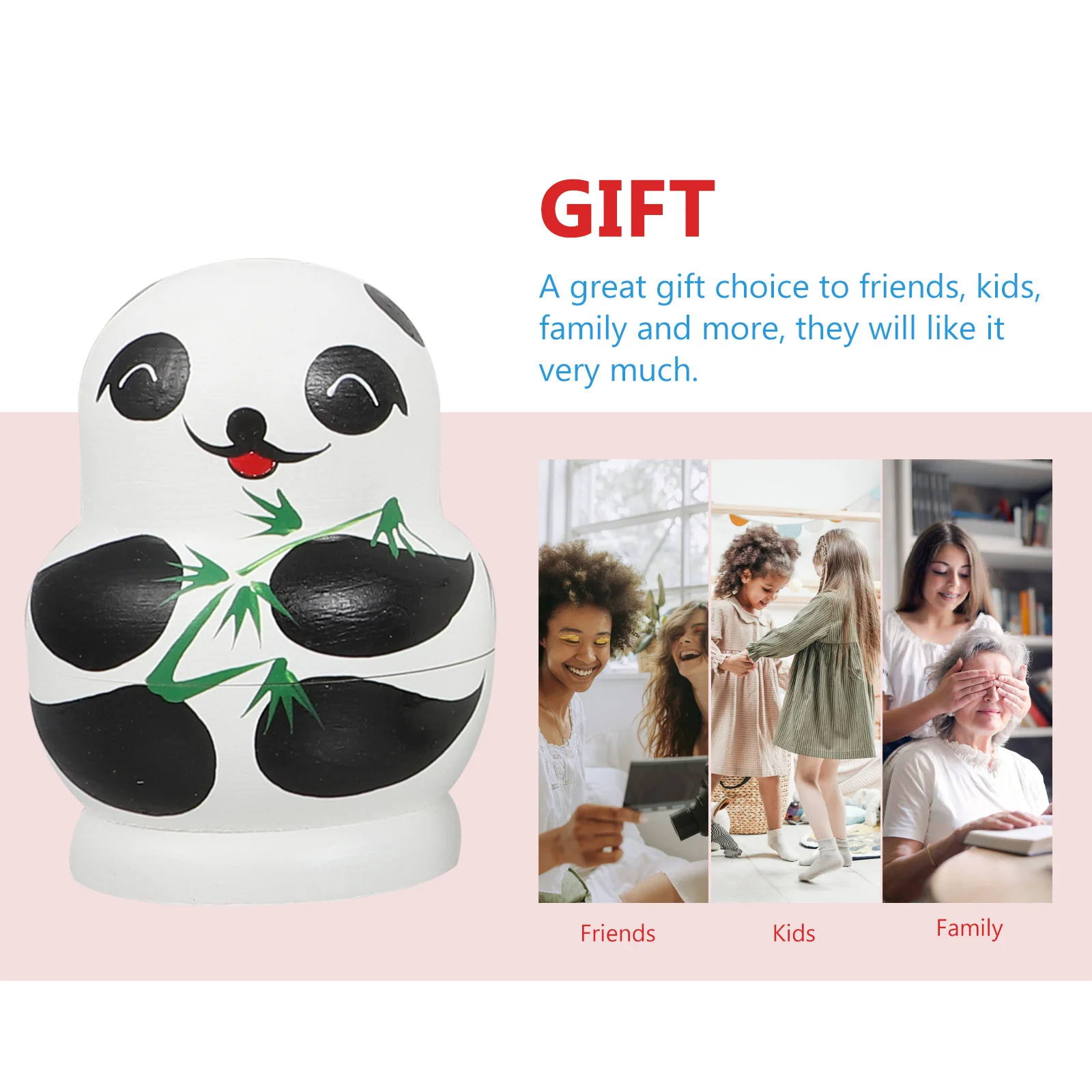 

1Set Panda Russian Nesting High Quality Wood Material Flat Surface No Scratch Exotic Fun Decor for Home Nesting