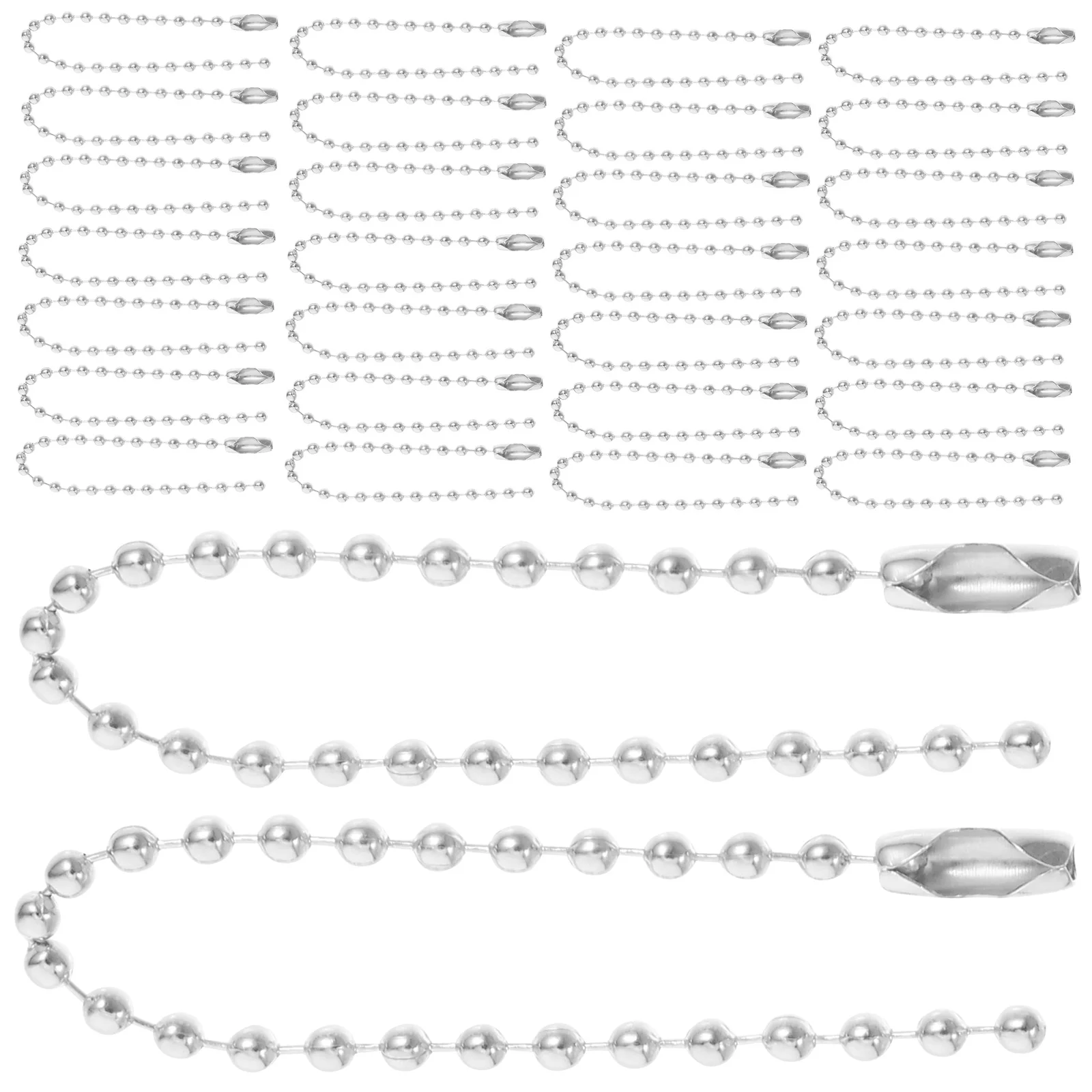 

100pcs Metal Tag Chain Bead Key Ring Durable Connector Adjustable Clasp For Jewelry Making Accessories