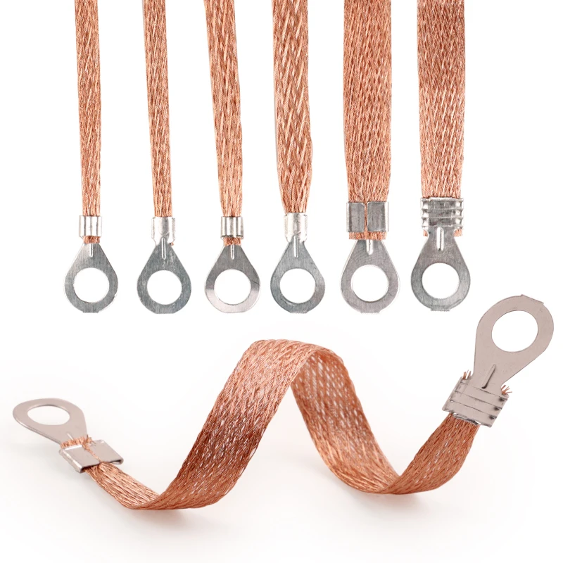 Sq 2.5/4/6mm Bridge Grounding Lead Wire Copper Clad Aluminum Span Cable Braided Flexible Durable Ground Connection Wire 8mm Hole