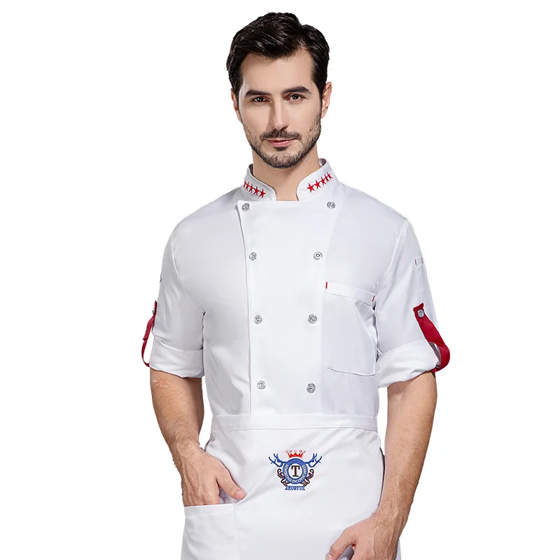 Chef Uniform Short Sleeve Hotel Catering Baking Western Restaurant Breathable Kitchen Work Clothes