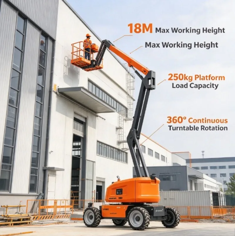 Articulating Boom Lift Hydraulic Aerial Platform Lithium Battery System With Large 1830x760mm Working Table
