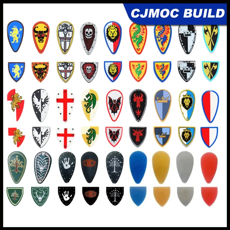 

10pcs MOC Medieval Castle Knight Figure Military Building Block Part Shield Accessory Army Bricks Gift Toy For children