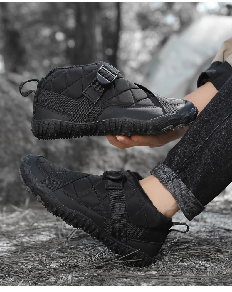 Winterstiefel für Damen und Herren, wasserabweisend, gesteppt, knöchelhoch, mit weichem, warmem Innenfutter, rutschfester Gummisohle, ideal zum Wandern und Spazierengehen. – Detail 7
