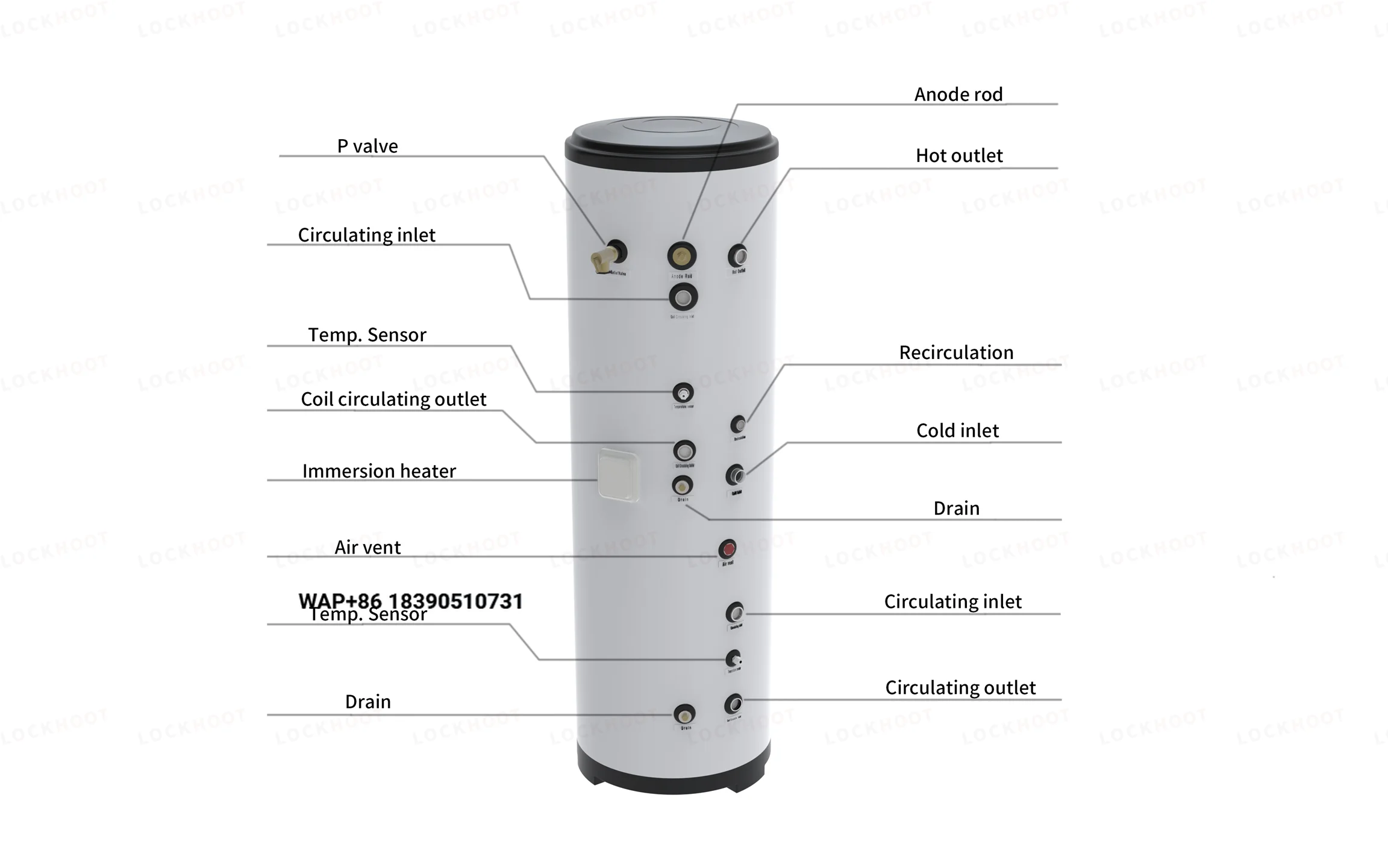 260L Stainless Steel Electric Water Heater Solar Heat Pump with Gas Power Dual-Use Outdoor Buffer Tank for Hotels & Villas