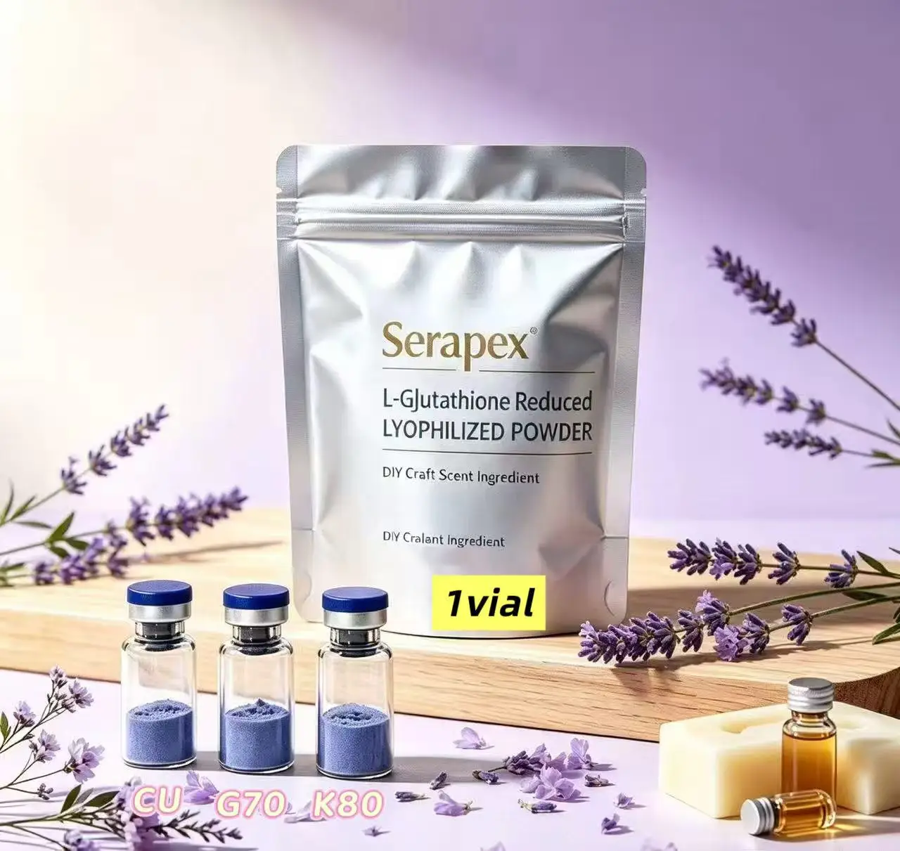 Lavender L-GLUTATHIONE Bottled, Purple 100, Fragrance Powder/Essence, Aromatherapy Ingredients, DIY Use For facialClean and Bath