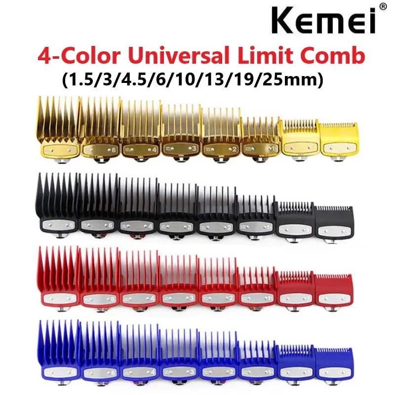 Kemei Hair Clipper Limit Comb Guide Attachment Size Barber Replacement 1.5/3/4.5/6/10/13/19/25/mm 8pcs Set For 1990 809A 1761