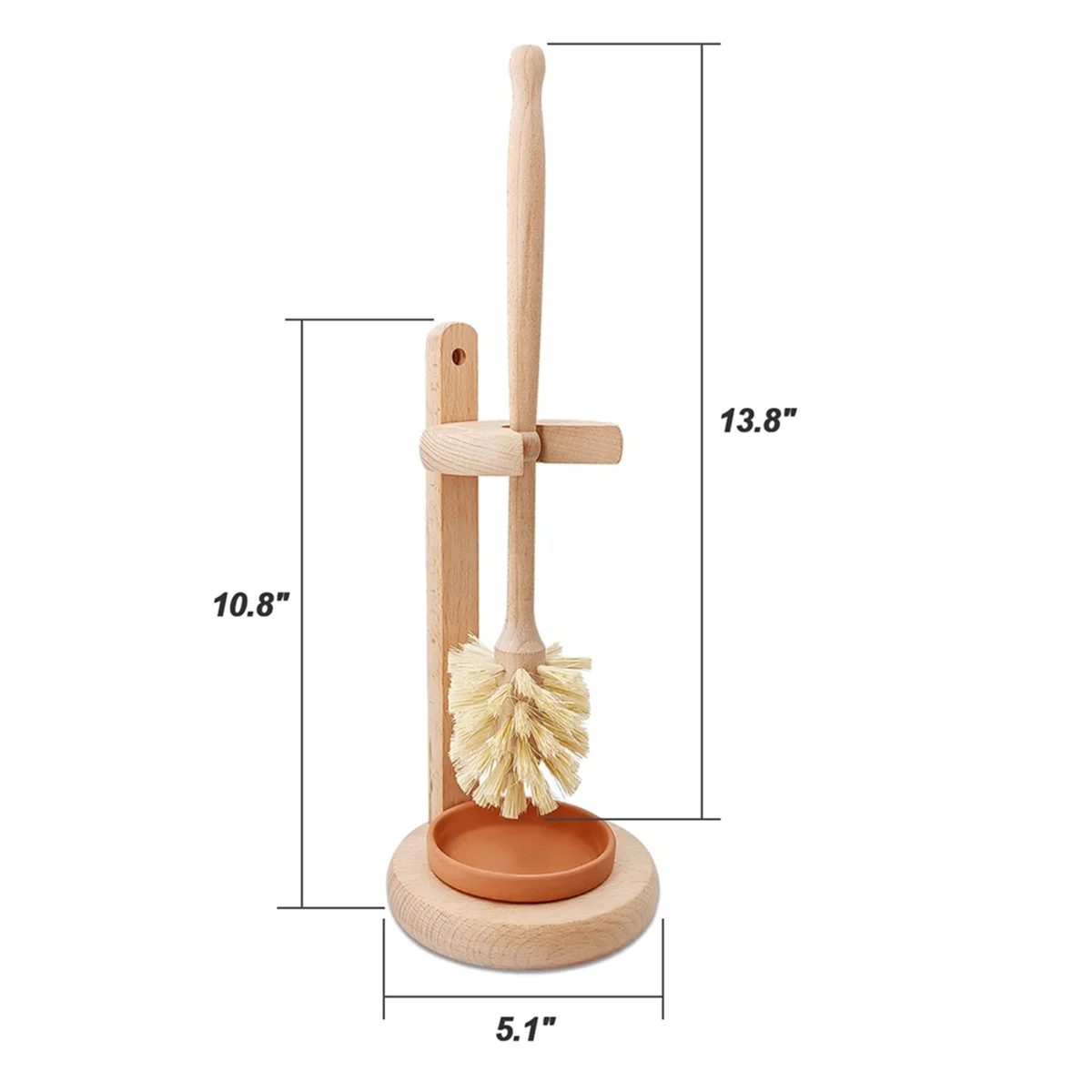 Wood Toilet Brush and Holder Set, Wood Toilet Bowl Cleaner Brush for Bathroom, Toilet Scrubber with Stand