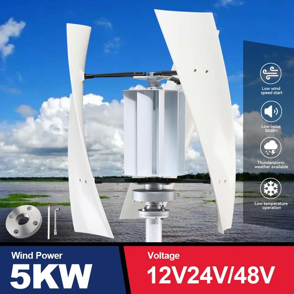 5000w Wind Power 5kw Plant Wind Turbine Generator Portable 12v 24v 48v 3/6 Blades With Mppt Charge Controller Windmills For Home