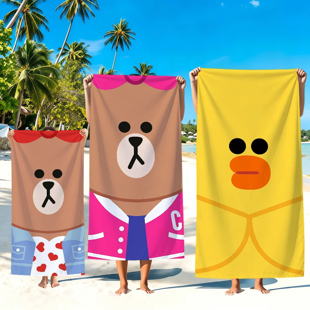 bear fun face art l-Line f-Friends brown c-cony Sally Beach Towels Soft Quick Dry Pool bathing Towel Travel Gym Spa sport Gift