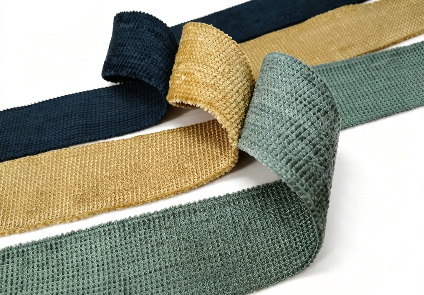 Großhandel 4cm Dickes Polyester-Gurtband für Taschen, Gürtel & DIY-Näharbeiten - Strapazierfähiges Gewebtes Band in Schwarz, Senfgelb & Armeegrün – Detail 1