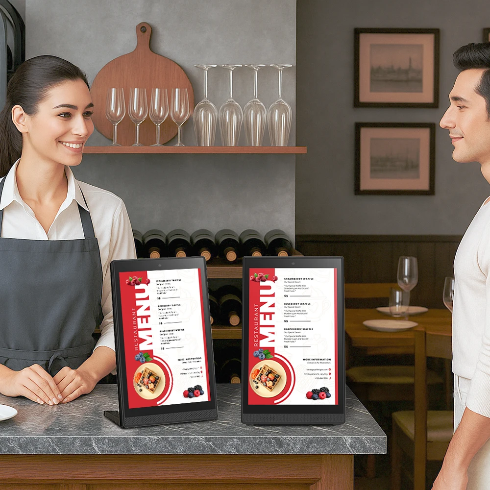 10 بوصة سطح المكتب أندرويد اللوحي L شكل RK3562 رباعية النواة واي فاي تيار مستمر في RJ45 POE اللوحي مخصص مطعم القائمة الرقمية عرض اللوحي