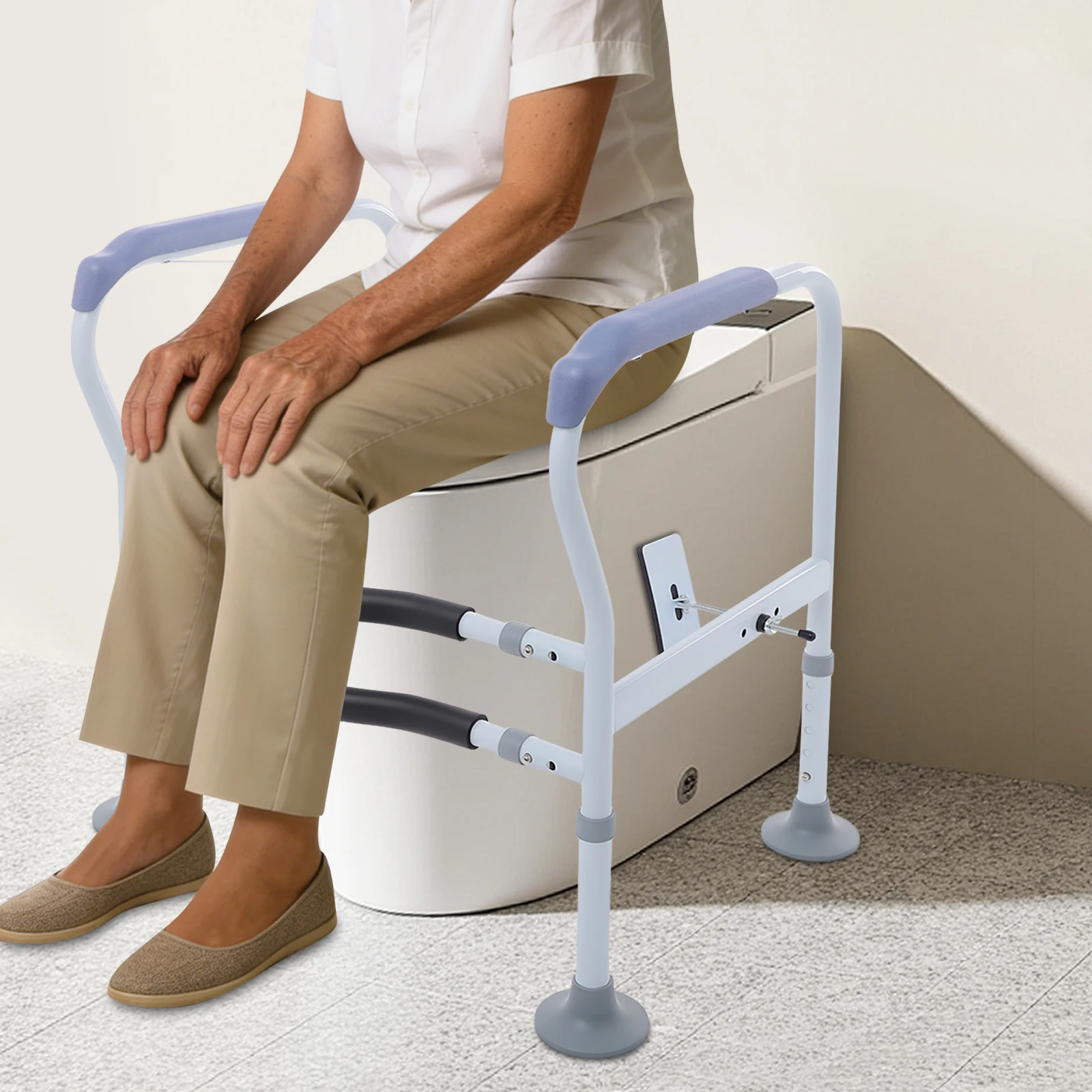 

Toilet Support Frame, Grab Bars for Bathroom 330 lbs Capacity, Heavy Duty Safety Rail W/ Non-Slip Handle for Elderly Disabled