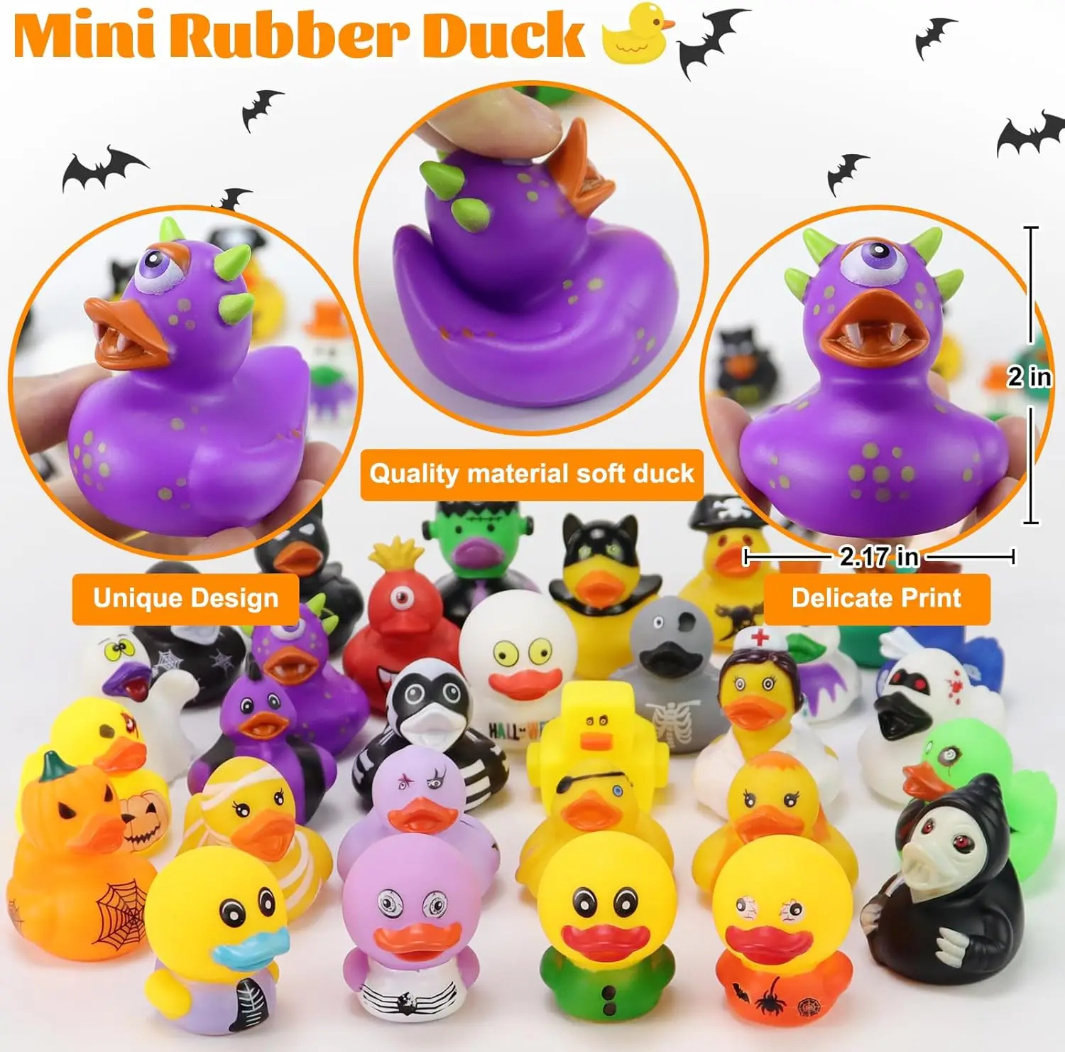 Anatra di Halloween per Jeep Ducking, assortimento anatra di gomma di Halloween per bambini giocattoli da bagno per riempitivi dolcetto o scherzetto